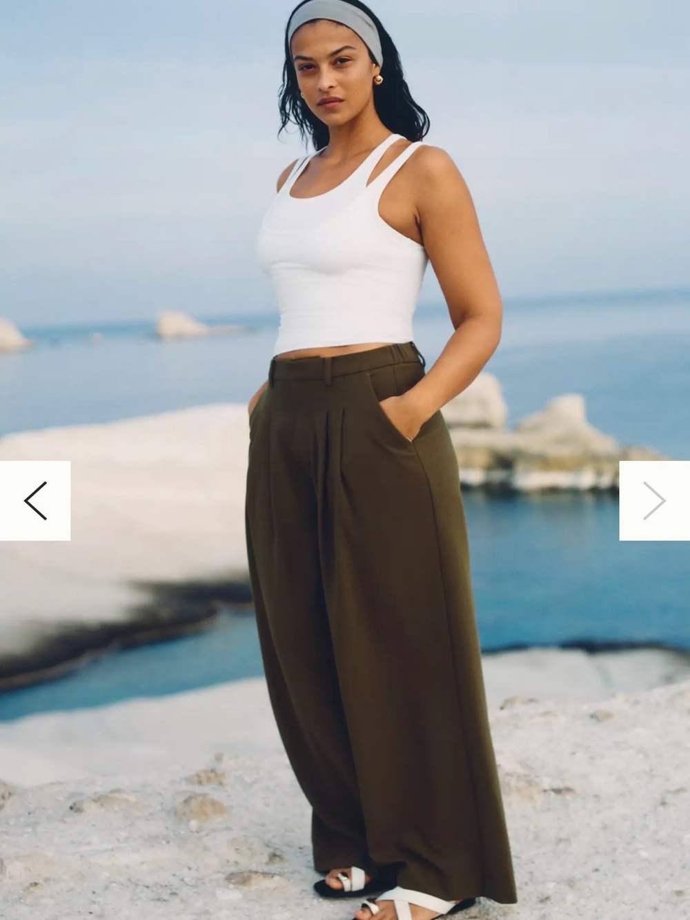 Avery Wide-Leg Trousers in Fir Green by Maeve - Picture 5 of 5
